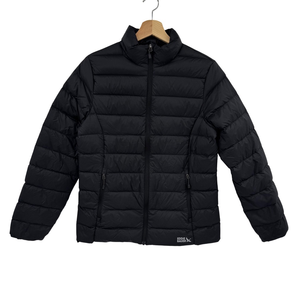 Eddie Bauer Women's EB650 Down Puffer Jacket M Black Quilted Outdoor Gorpcore